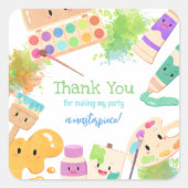 Kawaii jurk voor een rommelig kunstfeest dank je vierkante sticker (Voorkant)