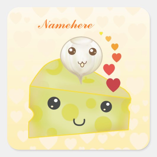 : Kawaii kaas & augurk Vierkante Sticker (Voorkant)