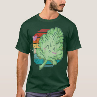 kawaii kale blad met een hart, grappig veget t-shirt