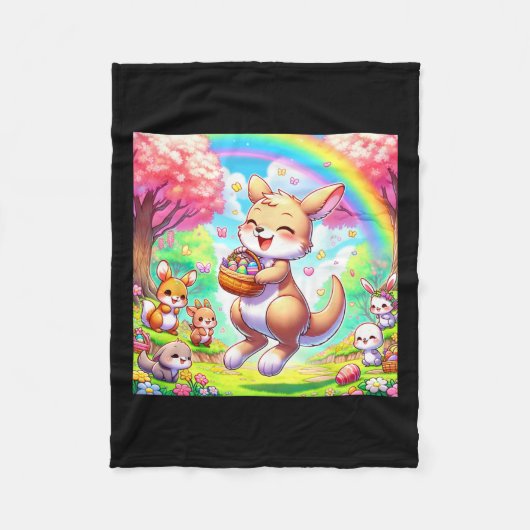 Kawaii Kangaroo Easter Schattig Paaskangoeroe Fleece Deken (Voorkant)
