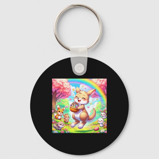 Kawaii Kangaroo Easter Schattig Paaskangoeroe Sleutelhanger (Voorkant)