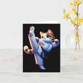 Kawaii Karate Kat in actie Kaart (Gele Bloem)