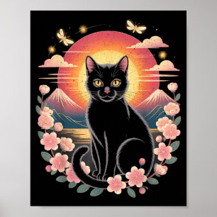 Kawaii kat anime Japanse retro mannen vrouwen kind Poster