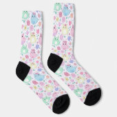 Kawaii Kat & Bloemmotief Pastel Sokken (Rechts)