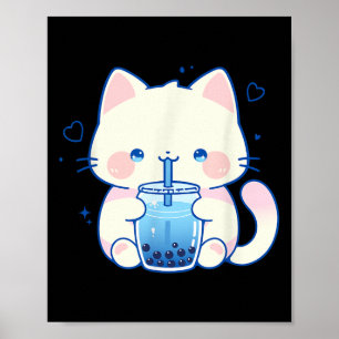 Kawaii kat boba Japanse cute esthetische anime mei Poster