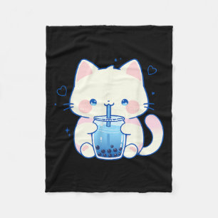 Kawaii kat boba Japanse schattige esthetische anim Fleece Deken