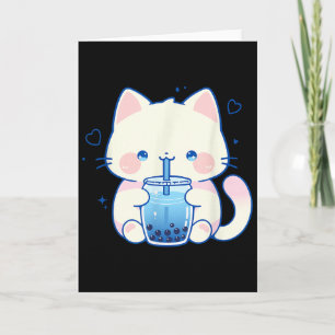 Kawaii Kat Boba Japanse Schattige Esthetische Anim Kaart