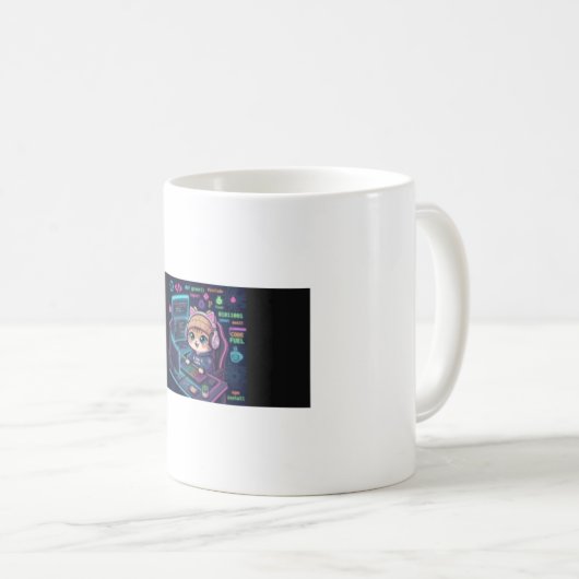 Kawaii Kat Coder Koffiemok | Cute Programmeur Kat (Voorkant rechts)