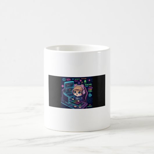 Kawaii Kat Coder Koffiemok | Cute Programmeur Kat (Center)