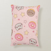 Kawaii kat, donut en sterpatroon accent kussen (Achterkant (Verticaal))