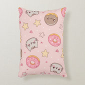 Kawaii kat, donut en sterpatroon accent kussen (Voorkant(Verticaal))