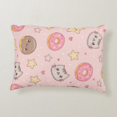 Kawaii kat, donut en sterpatroon accent kussen (Achterkant)