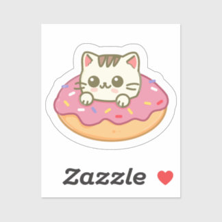 Kawaii Kat Donut Roze Kattengeliefhebber Cadeau Sticker