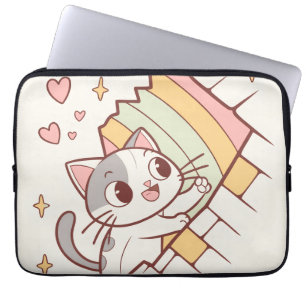 Kawaii-kat doorbreekt laptophoesjes  schattig  laptop sleeve