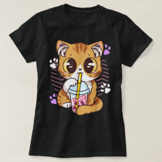 Kawaii kat drinkt Boba-thee T-shirt