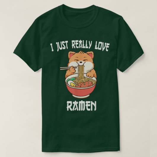 Kawaii kat eet ramen Japanse Anime Noodles T-shirt (Design voorkant)