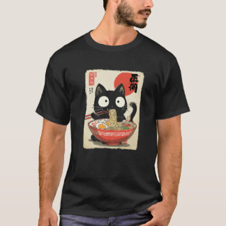 Kawaii Kat Eet Ramen Noedels Anime Meisjes Jongens T-shirt