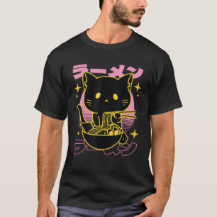 Kawaii kat eet Ramen Noedels Anime Neko Meisjes g T-shirt