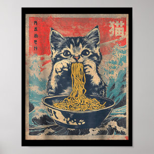 Kawaii kat eet Ramen Noedels Funny Anime Cadeau G Poster
