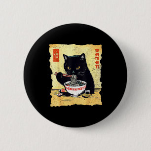 Kawaii kat eet Ramen Noedels Funny Anime Cadeau G Ronde Button 5,7 Cm