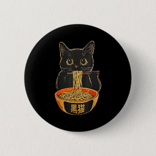 Kawaii kat eet Ramen Noedels Funny Anime Cadeau G Ronde Button 5,7 Cm