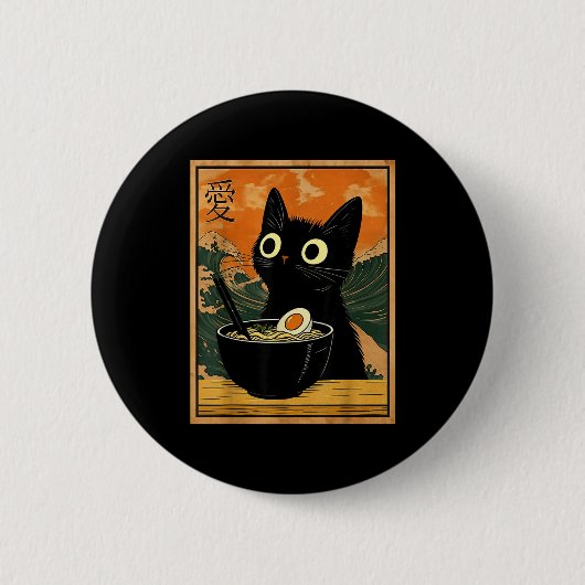 Kawaii kat eet Ramen Noedels Funny Anime Geschenk Ronde Button 5,7 Cm (Voorkant)