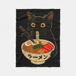 Kawaii kat eet Ramen Noedels Grappig Anime Geschen Fleece Deken