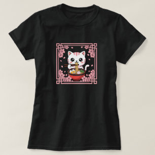 Kawaii kat eet Ramen Noedels Japanse Anime T-shirt