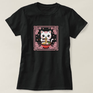 Kawaii kat eet Ramen Noedels Japanse Anime T-shirt