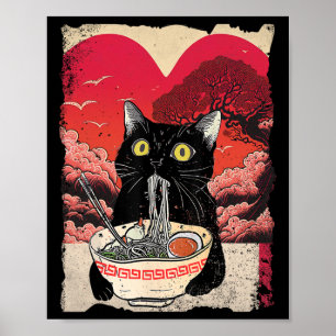 Kawaii kat eet Ramen Noedels Ramen is mijn Valenti Poster