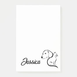 Kawaii kat en hond lijn kunst post-it® notes