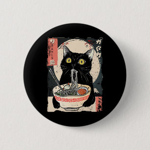 Kawaii Kat Eten Ramen Noodles Grappige Anime Gift  Ronde Button 5,7 Cm