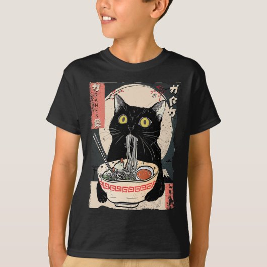 Kawaii Kat Eten Ramen Noodles Grappige Anime Gift  T-shirt (Voorkant)