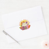 Kawaii Kat Gelukkig Pasen Ronde Sticker (Envelop)