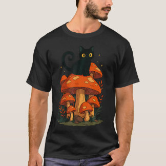 Kawaii Kat Grappige Anime Cottagecore Paddenstoel  T-shirt