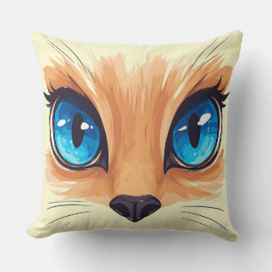 Kawaii kat grote blauwe ogen Cute dier illustratie Kussen