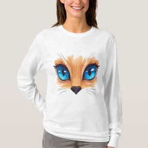 Kawaii kat grote blauwe ogen Cute dier Illustratie T-shirt