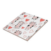 Kawaii Kat & Harten Valentijnpatroon (8) Tegeltje (Zijkant)