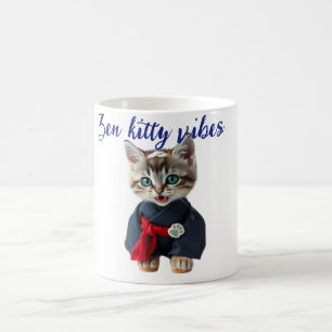 😻 Kawaii Kat in Blauwe Kimono - Japanse Stijl Kun Koffiemok