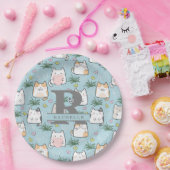 Kawaii Kat in een Hemelsblauwe Achtergrond Papieren Bordje (Feest)