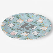 Kawaii Kat in een Hemelsblauwe Achtergrond Papieren Bordje (Gekanteld)