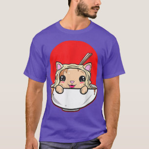 Kawaii Kat in Ramen Bowl en Japanse zon T-shirt