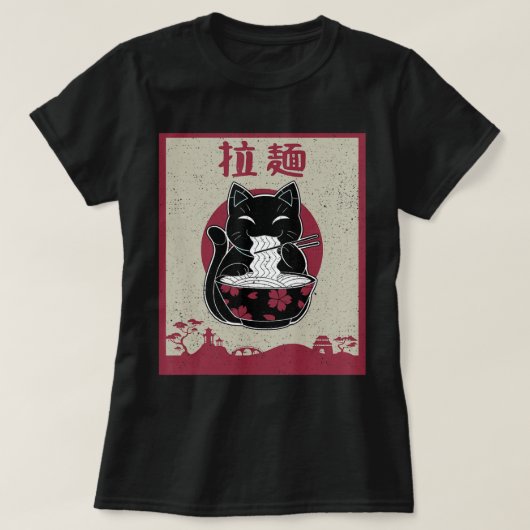 Kawaii Kat Japans zwarte anie gift Girls Officier T-shirt (Design voorkant)