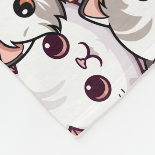 Kawaii kat katje kitten huisdier gezicht doodle pr fleece deken (Hoek)