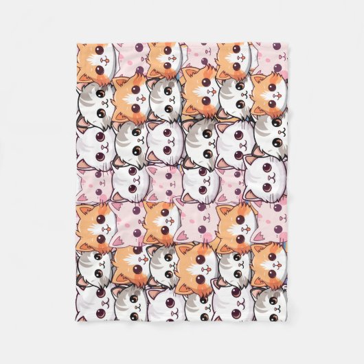 Kawaii kat katje kitten huisdier gezicht doodle pr fleece deken (Voorkant)