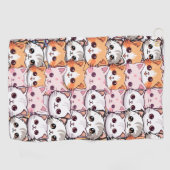 Kawaii kat katje kitten huisdier gezicht doodle pr golfhanddoek (Horizontaal)