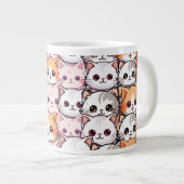 Kawaii kat katje kitten huisdier gezicht doodle pr grote koffiekop (Voorkant rechts)