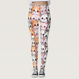 Kawaii kat katje kitten huisdier gezicht doodle pr leggings
