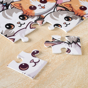 Kawaii kat katje kitten huisdier gezicht doodle pr legpuzzel