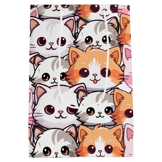 Kawaii kat katje kitten huisdier gezicht doodle pr medium cadeauzakje (Achterkant)